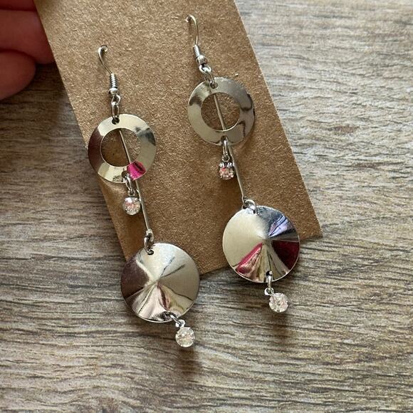 BOGO FREE SILVER DANGLE DISK EARRINGS - Picture 1 of 3